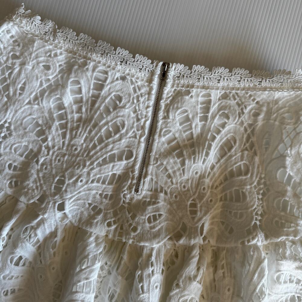 Showpo Kiss Me Softly White Lace Ruffle Mini Skirt US 12 NWT Coquette Boho Fairy - Picture 7 of 16
